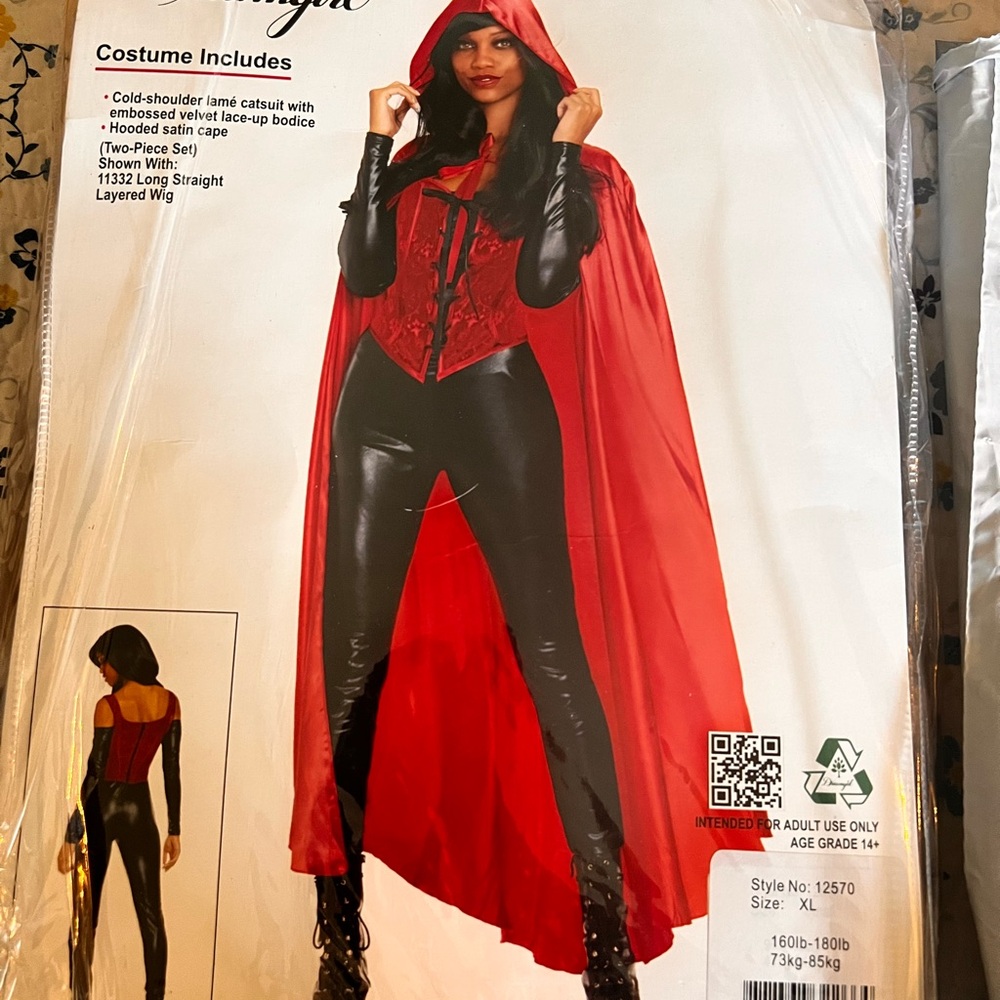 Red Hooded Cape Costume for Teen/Adults